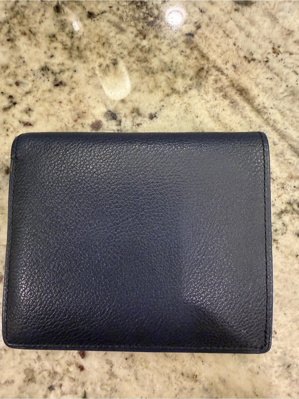Yves Saint Laurent Navy Blue Leather Bifold Wallet with Gold Corners - Picture 6 of 11